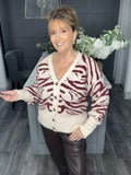 Berry zebra soft knit cardigan