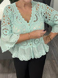 Rachel crochet top-Mint