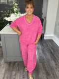 Italian textured luxury Co-ord set-Fuchsia