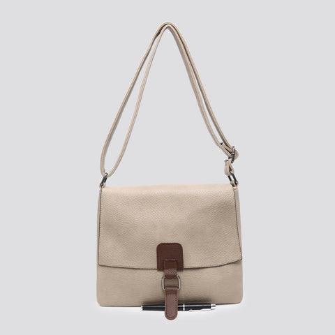 Sand medium cross body satchel buckle bag