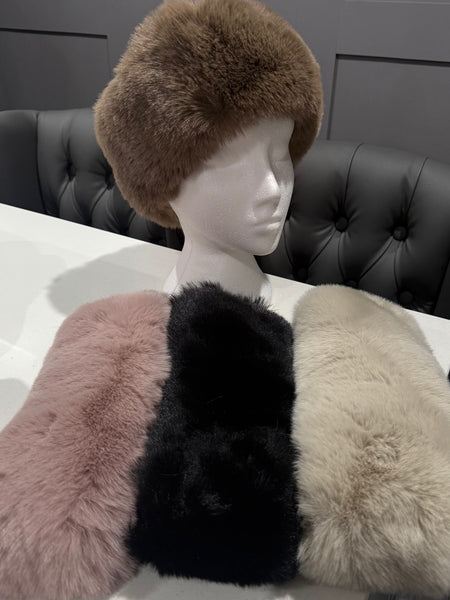 Luxury faux fur headband-Mocha