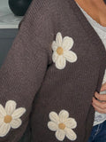 Daisy chunky knit open cardigan-Chocolate