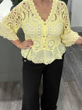 Rachel crochet top -Lemon