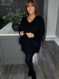 Courtney fluffy chunky pocket jumper-Black