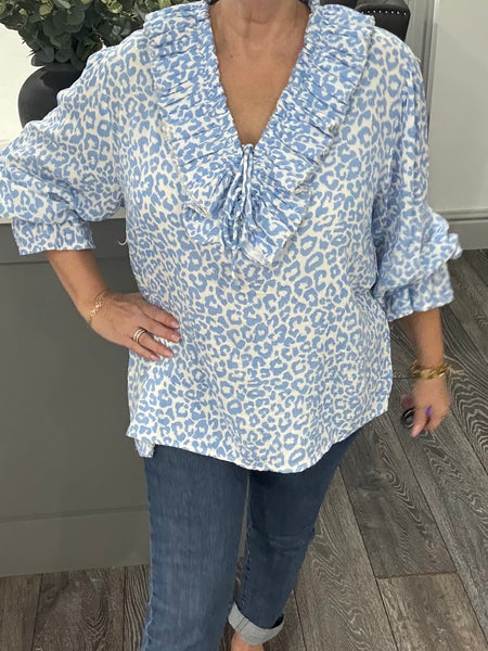 Olivia leopard top-Blue