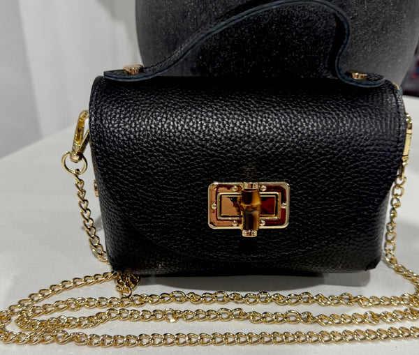 Italian leather smart crossbody bag-Black