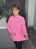 Soho round neck soft knit sweater-Pink