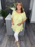 Sofia sequin and lace top-Lemon