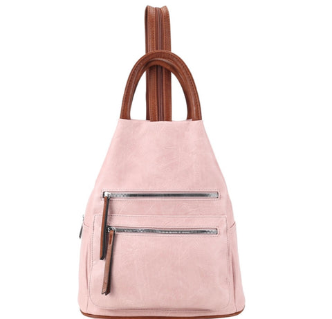 Front pocket triangular backpack-pink