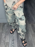 Denim camo barrel leg trouser-Beige