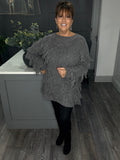 Grey shaggy soft chunky jumper