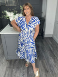 Zebra midi dress-Cobalt