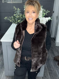 Lottie faux fur gilet-Rich chocolate