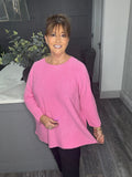 Soho round neck soft knit sweater-Pink