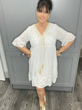 Bianca white lace tassel dress
