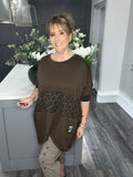Chocolate leopard scuba zip sweat top