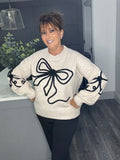 Soft and cosy bow jumper-Beige