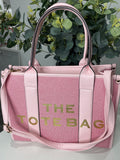 Large canvas Tote crossbody/shoulder bag-Pink