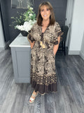 Sahara tassel dress-Chocolate/Gold