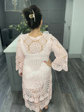 High low crochet dress-Pink