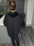 Sloane soft  scuba sequin hoody-Black