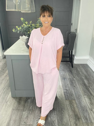 Carlie stripe Co-ord-Pink
