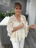 Alexa crochet lace shrug/cardigan-Beige