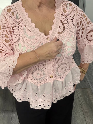 Rachel crochet top-Pink