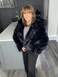 Mayfair faux fur hooded jacket-Black