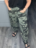 Denim camo barrel leg trouser-Khaki