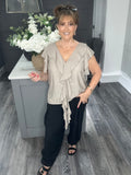 Cascade ruffle trim blouse-Mocha