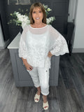 Fern paisley embroidered top-White