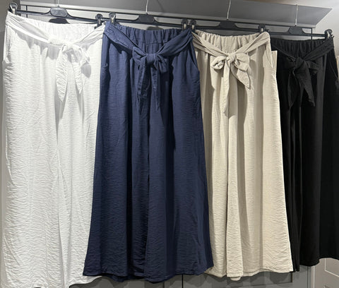 Italian wide leg pants with pockets-Black