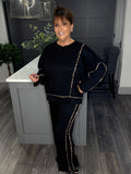 Scuba leopard trim 2 piece-Black