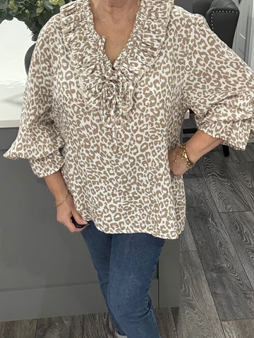 Olivia leopard top-Beige