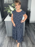 Navy ditsy flower maxi
