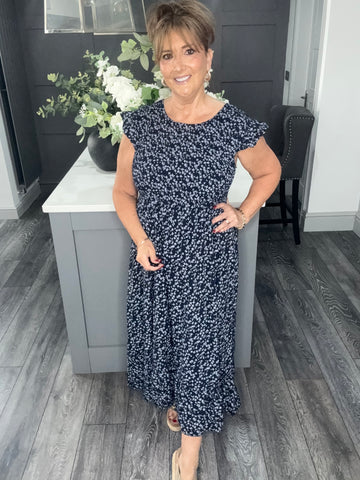 Navy ditsy flower maxi