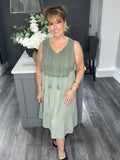 Lace midi dress-khaki