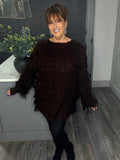 Chocolate shaggy soft chunky jumper