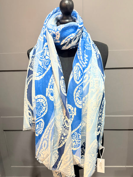 Beautiful paisley stripe scarf-Blue