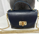 Italian leather smart crossbody bag-Navy