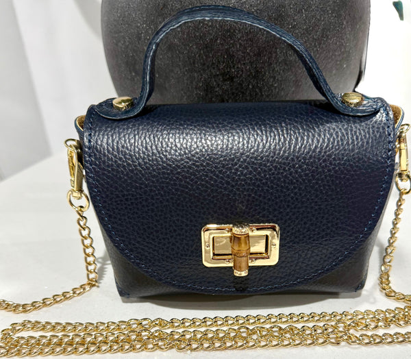 Italian leather smart crossbody bag-Navy