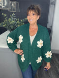 Daisy chunky knit cardigan-Emerald