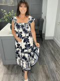Bali bandeau midi dress-Navy