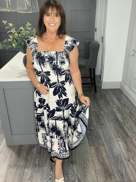 Bali bandeau midi dress-Navy