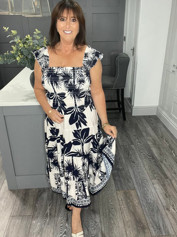 Bali bandeau midi dress-Navy