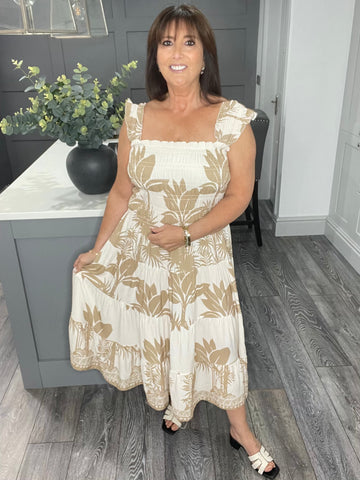 Bali bandeau midi dress-Beige