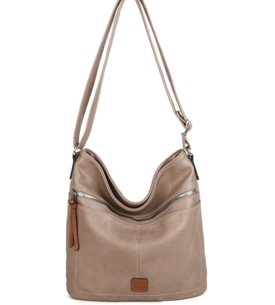 Classic crossbody bag two tone -Taupe