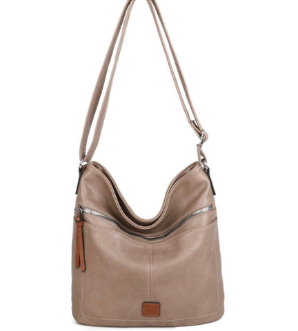 Classic crossbody bag two tone -Taupe