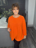 Soho round neck soft knit sweater-Orange